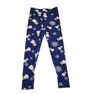 Chances R Women's Blue Snowman Print Leggings Size Medium
